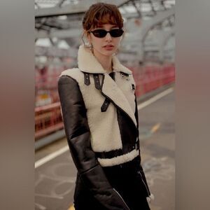 Free People Dan Cassab Korey Jacket/size S leather and shearling